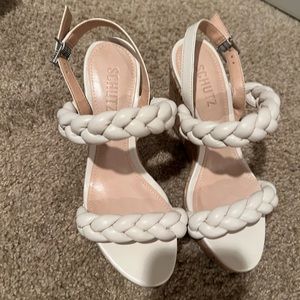 Women’s braided Schutz wedge. Bone color. Size 7.